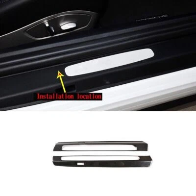 Borde protector de placa de desgaste de umbral de puerta de coche de fibra de carbono para Porsche 718 2016-2019 911 Foto 1 de 4