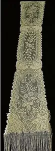 Lace Scarf Sash Table Runner 3 in 1 Fringed Antique Gold 12" x 77" Wedding Piano - Picture 1 of 5