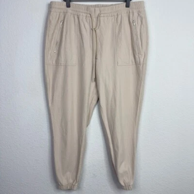 C&C California Pants Womens L Beige Zippered Drawstring Athleisure Active Jogger - Image 1 of 4