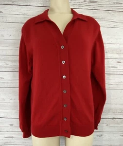 Glen Lyon Womens Red Cashmere Cardigan Long Sleeve Holiday Size Small - Picture 1 of 4