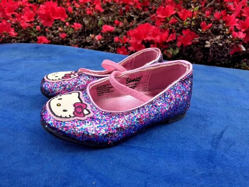 Zapatos planos de ballet HELLO KITTY Sanrio Rainbow Sparkle Mary Janes niñas talla 6 Tod Foto 1 de 4