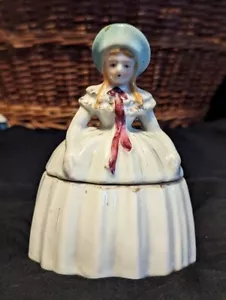 Vintage Porcelain Victorian Woman Figure Ring Box Decorative - Picture 1 of 2