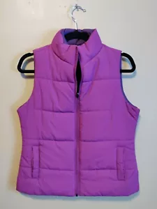 Merona women's S quilted vest pinkish/purple color full zip mock collar pockets - Picture 1 of 5
