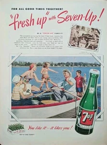 1950 Vintage Fresh Up With Seven Up, Print Ad You Like It… It Likes You!  - Picture 1 of 1