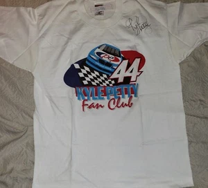VINTAGE NASCAR RACING T SHIRT KYLE PETTY PONTIAC GRAND PRIX SIZE L AUTOGRAPHED - Picture 1 of 4