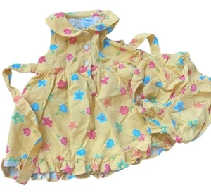 Vintage Osh Kosh B'Gosh Girls Yellow Floral JUMPER 18 24m 2t Easter Dress 2 Pc - Picture 1 of 8