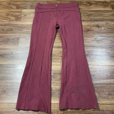 Free People Ponte Knit High Rise Flare Pants Womens Size 10 Burgundy Red Zip Up - Image 1 of 4