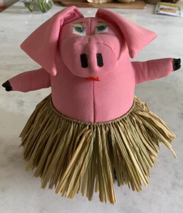 TARO PATCH PIGGY "Luau" Skirt Plush Stuffed Pig Animal VERY RARE Signed Vintage - Picture 1 of 9