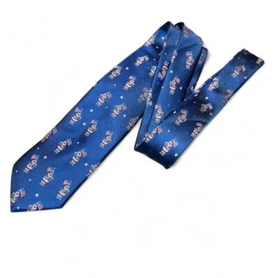 Hallmark Holiday Tradition Patriotic American Flag Santa Clause Silk Neck Tie - Image 1 of 4