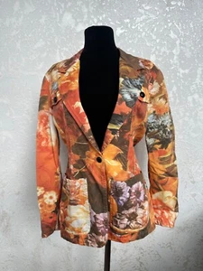 Moschino raro vintage "Lascia sole le mie piante!" Giacca blazer jeans floreale taglia 44 - Foto 1 di 22