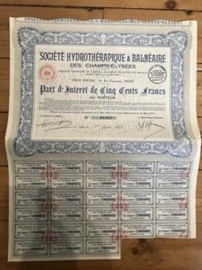 Société HYDROTHERAPIQUE & BALNEAIRE DES CHAMPS-ELYSEES (E1) - Imagen 1 de 1