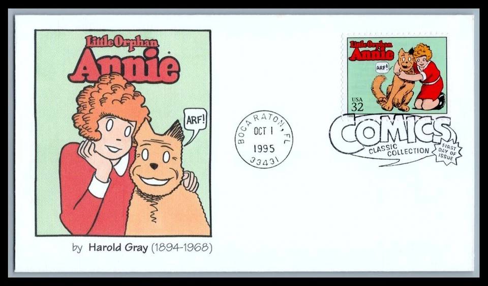 US FDC # 3000j 32c Comic Strip Classics Fleetwood Orphan Annie  1995, 9p4996 - Image 1 of 1