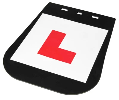 MOTORCYCLE MUD FLAP WITH L-PLATE LEARNER BLACK RUBBER WITH FITTING KIT - Image 1 of 2