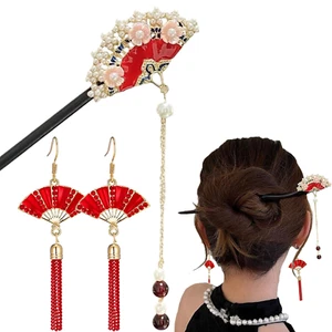 3 PCS Retro Hair Sticks Hairpins Classic Hair Chopsticks Handmade Flower - Picture 1 of 12