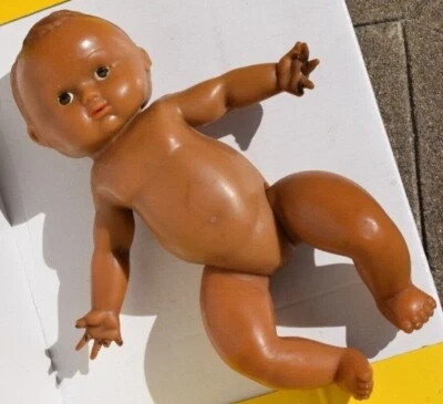 LAFLEX - Poupon caoutchouc bourrage paille - non marqué - Cheveux moulés - 36 cm - Photo 1/4