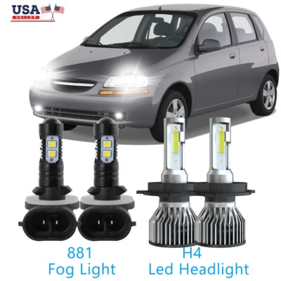 Faro LED alto-bajo + bombillas antiniebla para Chevy Aveo LS sedán 4 puertas 2004-2008 Foto 1 de 4