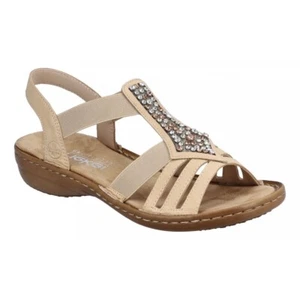 Rieker 60803-20 sandali donna marroni antistress barra a T taglia UK 6,5 EU 40 - Foto 1 di 10