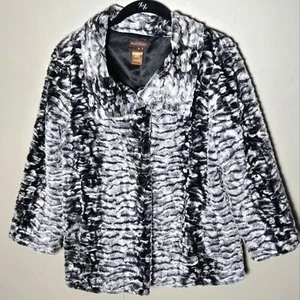 Multiples Kunstfell schwarz & weiß Mod inspiriert Date Nachtjacke, Medium - Bild 1 von 3