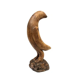Escultura de pájaro de arte popular de madera tallada vintage, 18" - Imagen 1 de 14