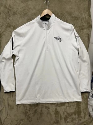 Adidas Sweater Mens 2XL 1/4 Zip Lightweight Pullover Longsleeve White Ship boat - Image 1 of 4