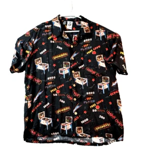 Vtg Kennington Men's Medium PINBALL Theme Hawaiian Shirt Temptation 100% Rayon - Picture 1 of 8