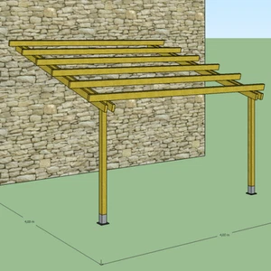 Pergola addossata 4x4 in legno impregnato in autoclave e ferramenta zincata - Foto 1 di 6