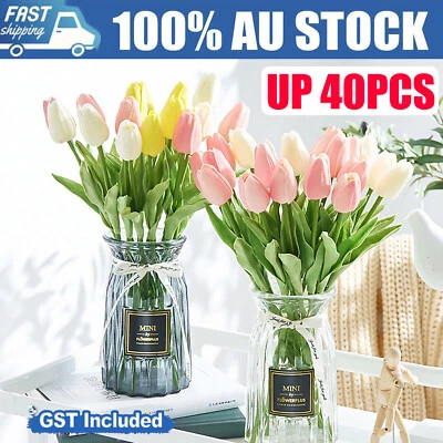 10-40PCS Artificial Fake Flower Real Touch Tulips Bouquet Home Bridal Wedding AU - image 1 of 4