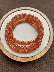 Bracciale perline elastiche cristallo quarzo pietra solare fragola dorata naturale 5,3 mm - Foto 1 di 9