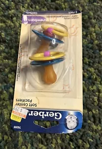 Chupetes Gerber Soft Centers bebé recién nacido NUEVO azul amarillo - Imagen 1 de 3