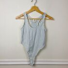 Fashion Brand Company by Penelope Gazin Light Blue White Stripes Bodysuit Size S