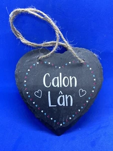 Handgefertigtes walisisches Wales Calon Lan Schiefer Herz Wohndeko einzigartiges Geschenk - Bild 1 von 1