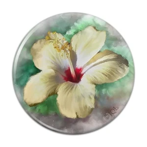 Cartera de bolsillo compacta con flores de hibisco amarillo tropical Hawaii espejo de maquillaje de manos - Imagen 1 de 8