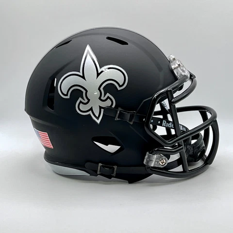 New Orleans Saints CUSTOM Matte Black Metallic Decals Mini Football Helmet Cover
