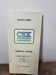 CSX Transportation Evansville Division Timetable No. 1 1987 - Picture 1 of 7
