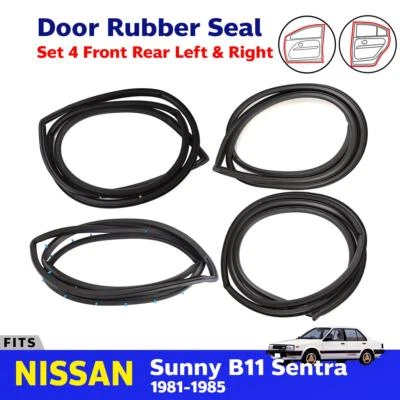 Door Rubber Weatherstrip Set 4 Fits Nissan Sentra Sunny B11 4D Sedan 1981-85 P06 Foto 1 de 4