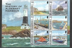 ALDERNEY HAFEN GESCHICHTE MINBLATT SCHIFFE LEUCHTTURM MIN SHEET POSTFRISCH - Bild 1 von 1