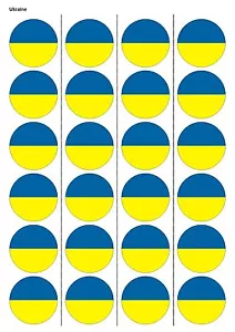 24X PRECUT UKRAINE FLAG FOOTBALL EDIBLE WAFER PAPER, CUPCAKE, CAKE TOPPERS 1234 - Picture 1 of 1