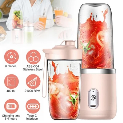 Smoothie Maker to Go, 400+400ml Tragbarer Mixer, Portable Blender  Mini Mixer - Bild 1 von 4