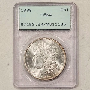 1888 Morgan Silver Dollar ~ PCGS MS64 OGH Rattler Holder ~ Lustrous $1 US Coin - Picture 1 of 4