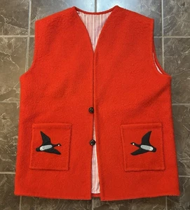 Vintage Cabbage Willows Club James Bay Canada Red Wool Vest Men’s XL-XXL 70s - Picture 1 of 3