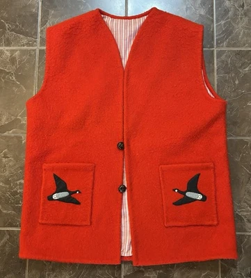 Vintage Cabbage Willows Club James Bay Canada Red Wool Vest Men’s XL-XXL 70s - Image 1 of 3