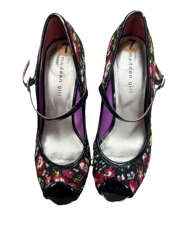 Correa al tobillo Madden Girl estampado cachemir punta abierta talla 7M para mujer Foto 1 de 4