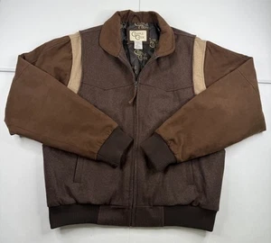 Cripple Creek Wool Bomber Varsity Quilt Lined Western Rodeo Jacket Mens L - Picture 1 of 10