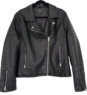 Chaqueta de moto Topshop para mujer talla 14 imitación cuero usada en excelente estado Foto 1 de 4
