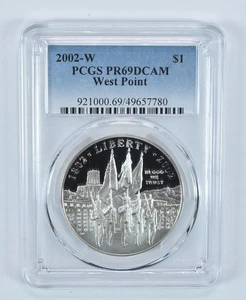 2002-W West Point Commemorative Dollar PR69 DCAM PCGS Blue Label *6642 - Picture 1 of 5
