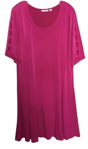 Susan Graver Sz 1X Pink Liquid Knit Relaxed Fit Short Sleeve Dress - Picture 1 of 2