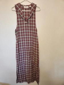 Damen kleiner Pullover Kragen maritim kariert Vintage 90er bescheiden langes Kleid - Bild 1 von 7