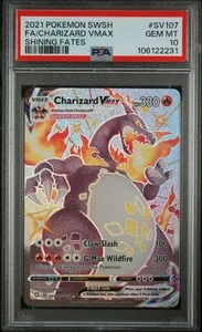 DA100732 2021 POKEMON SWSH FATES #SV107 FA/CHARIZARD VMAX PSA 10 - Picture 1 of 2