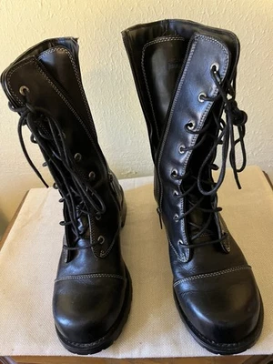 Botas de montar Harley Davidson de cuero negras con cordones y cremallera lateral para mujer talla 7,5 LEER Foto 1 de 4