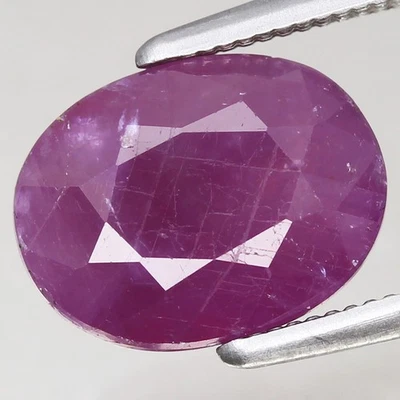 3.67ct  9.5x7.3mm Oval 100%Natural Unheated Purplish Red Ruby Guinea, Africa - Image 1 of 4